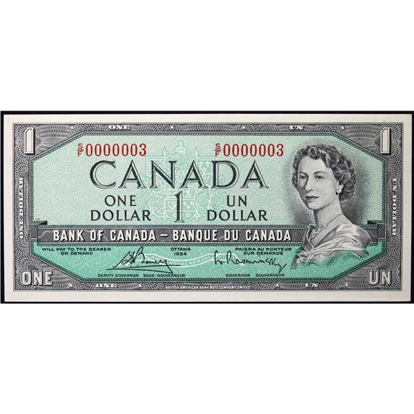 Low Number; 1954 $1 BC-37C #S/F0000003  LCG Gem Uncirculated-65PPQ