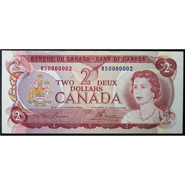 Low Number; 1974 $2 BC-47A #BS0000002  LCG Gem Uncirculated-65PPQ