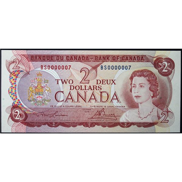 Low Number; 1974 $2 BC-47A #BS0000007  LCG Superb Gem Uncirculated-66PPQ