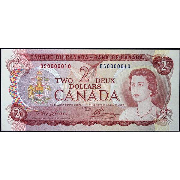 Low Number; 1974 $2 BC-47A #BS0000010  LCG Superb Gem Uncirculated-66PPQ