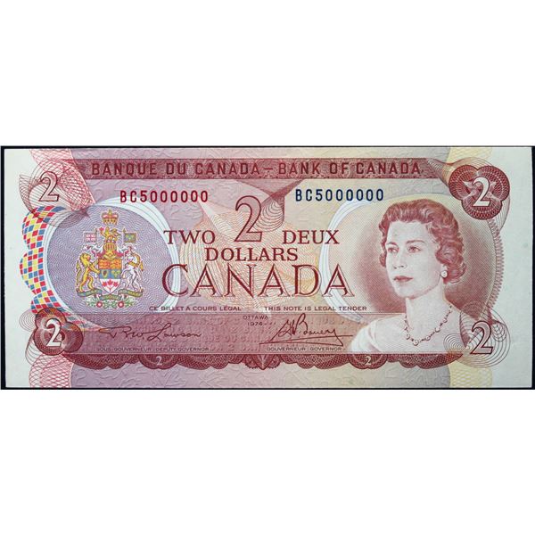 Million; 1974 $2 BC-47A #BC5000000  LCG Choice Uncirculated-64PPQ