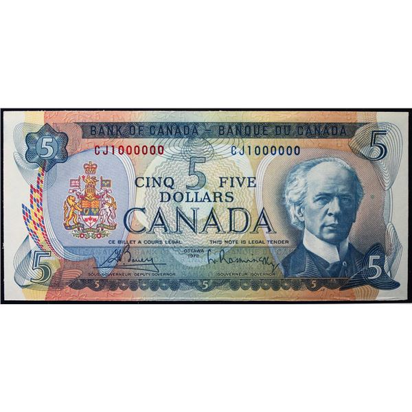 Million; 1972 $5 BC-48A #CJ1000000  LCG Choice Uncirculated-63PPQ