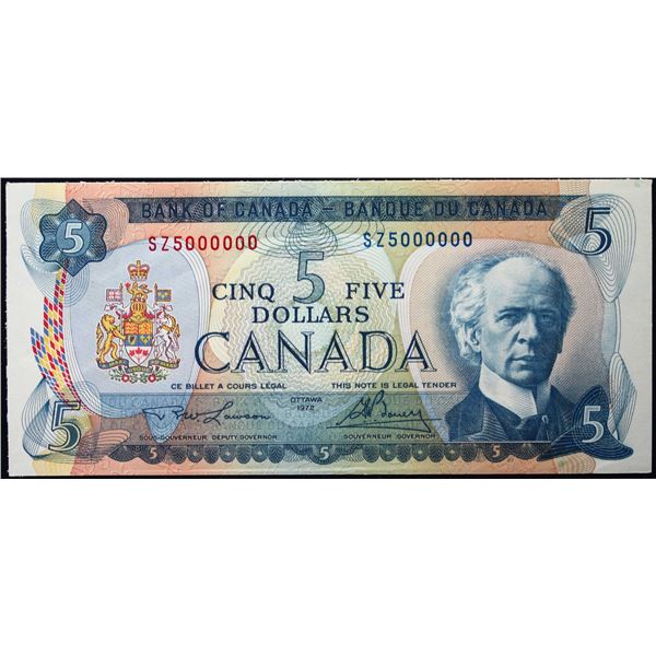 Million; 1972 $5 BC-48B #SZ5000000  LCG Choice Uncirculated-64PPQ