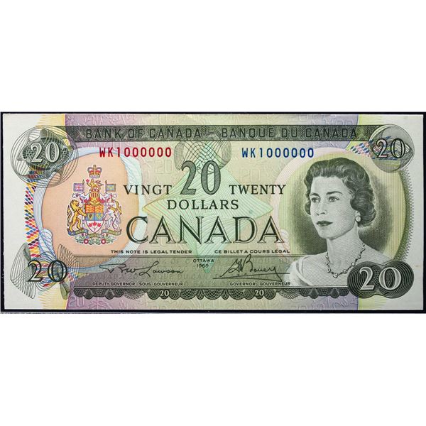 Million; 1969 $20 BC-50B #WK1000000  LCG Choice Uncirculated-64