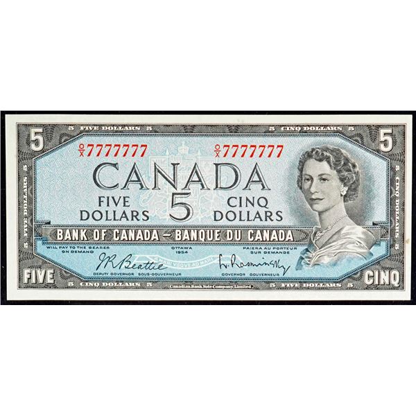 Solid; 1954 $5 BC-39b #O/X7777777 LCG Choice Uncirculated-64PPQ