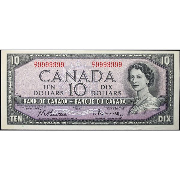 Solid; 1954 $10 BC-40B #R/V9999999  LCG Choice Uncirculated-63PPQ