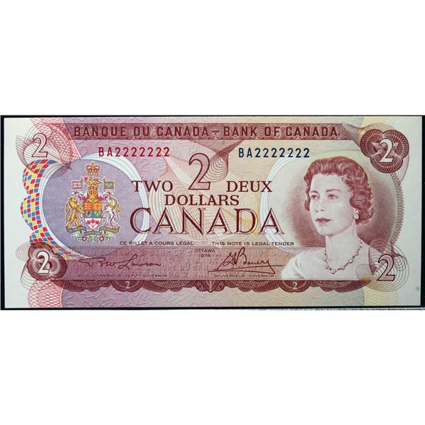 Solid; 1974 $2 BC-47A #BA2222222  LCG Choice Uncirculated-63PPQ