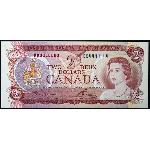 Solid; 1974 $2 BC-47A #BB4444444  LCG Choice Uncirculated-64