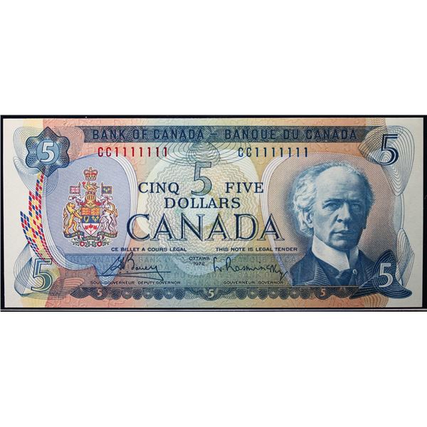 Solid; 1972 $5 BC-48A #CC1111111  LCG Superb Gem Uncirculated-66PPQ