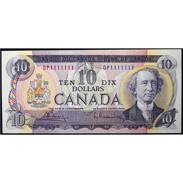 Solid; 1971 $10 BC-49B #DP1111111  LCG Gem Uncirculated-65PPQ