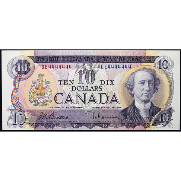 Solid; 1971 $10 BC-49A #DE4444444  LCG Choice Uncirculated-64PPQ