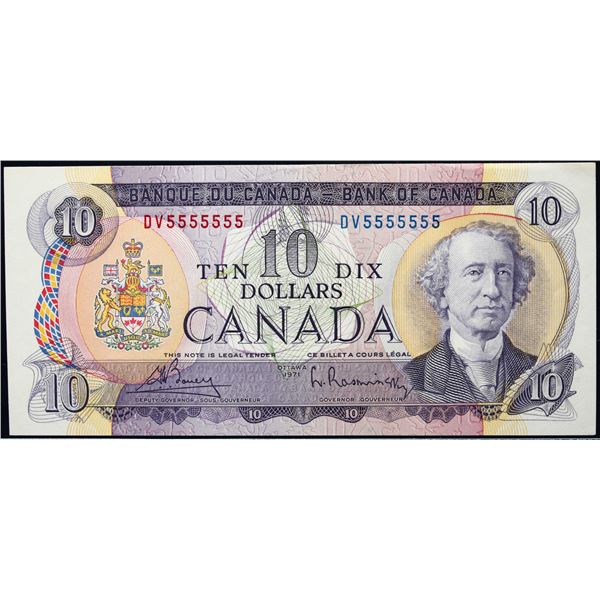 Solid; 1971 $10 BC-49B #DV5555555  LCG Gem Uncirculated-65PPQ