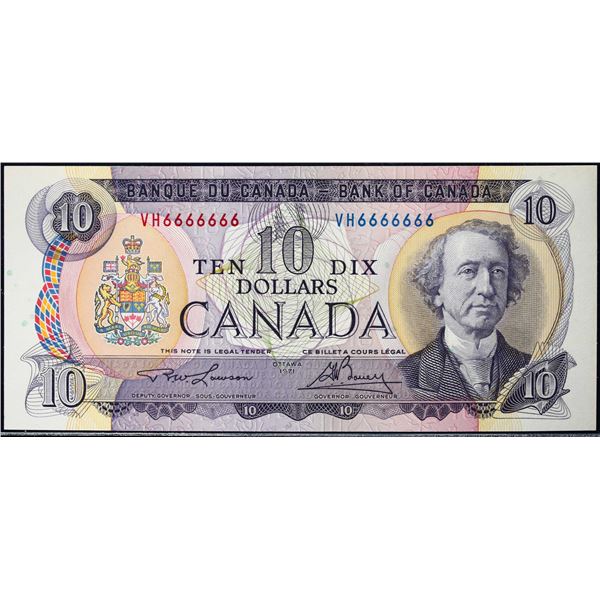 Solid; 1971 $10 BC-49C #VH6666666  LCG Superb Gem Uncirculated-67PPQ