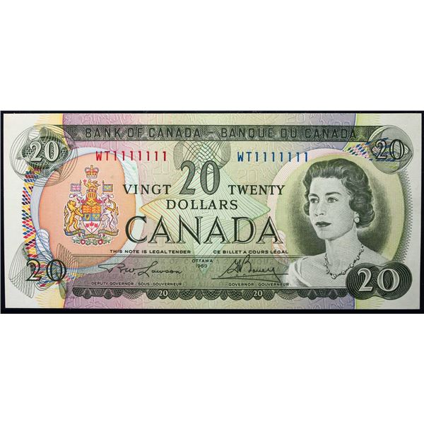 Solid; 1969 $20 BC-50B #WT1111111  LCG Choice Uncirculated-64PPQ