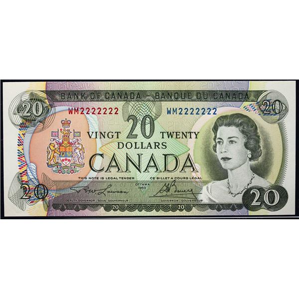 Solid; 1969 $20 BC-50B #WM2222222  LCG UNC 64PPQ