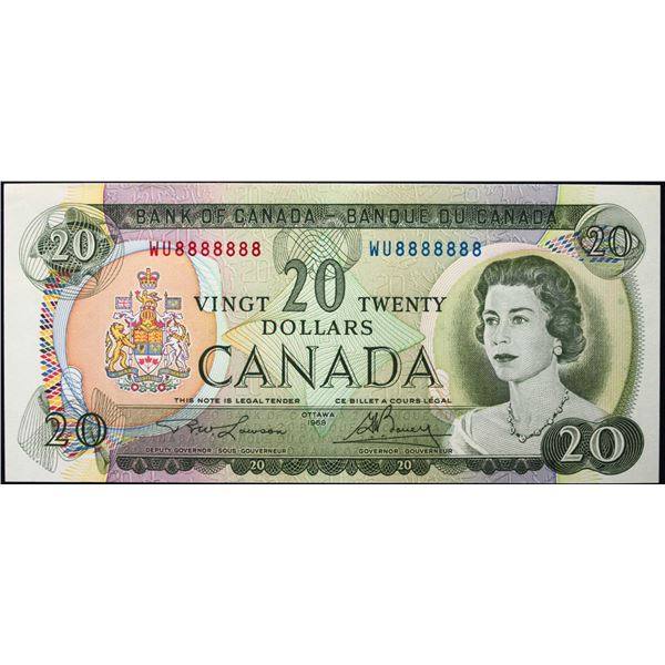 Solid; 1969 $20 BC-50B #WU8888888  LCG Choice Uncirculated-63PPQ