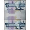 Image 9 : Error set; 1986 $5 BC-56c #GOC118014-80415-80416 All 3 notes BCS About Uncirculated Original. "Missi