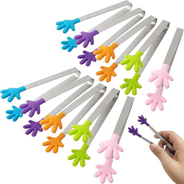 Mini Hand Shaped Silicone Tongs - 5" - 12 pcs