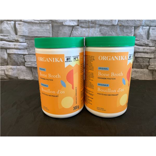 Lot of 2 - Organika Chicken Bone Broth Protein Powder - 300g ea BB: 06 2025