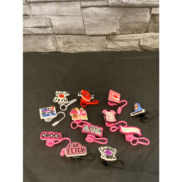 Assorted Straw Cover Caps - 12 pcs