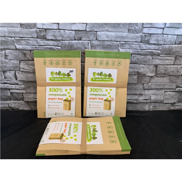 Lot of 3 - Compostable Paper Bags - 10 per pack
