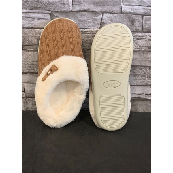 Women's Memory Foam Slip-On Slippers - Size 9 - 10 - Brown