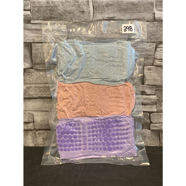 Non Slip Yoga Socks - 3 pk - Blue, Pink & Purple