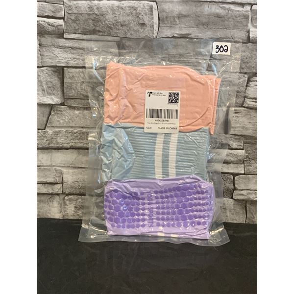 Non Slip Yoga Socks - 3 pk - Blue, Pink & Purple