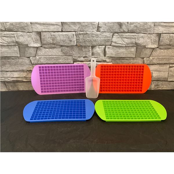Mini Ice Cube Trays - Silicone - 4 pack with Storage Box and Scoop