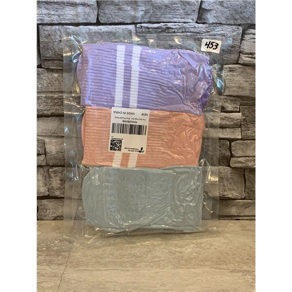 Non Slip Yoga Socks - 3 pk - Blue, Pink & Purple