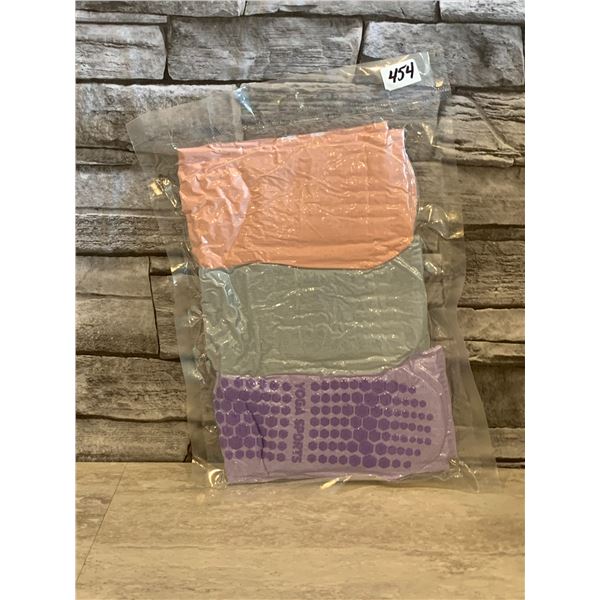 Non Slip Yoga Socks - 3 pk - Blue, Pink & Purple