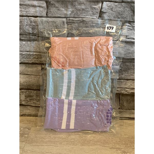 Non Slip Yoga Socks - 3 pk - Blue, Pink & Purple