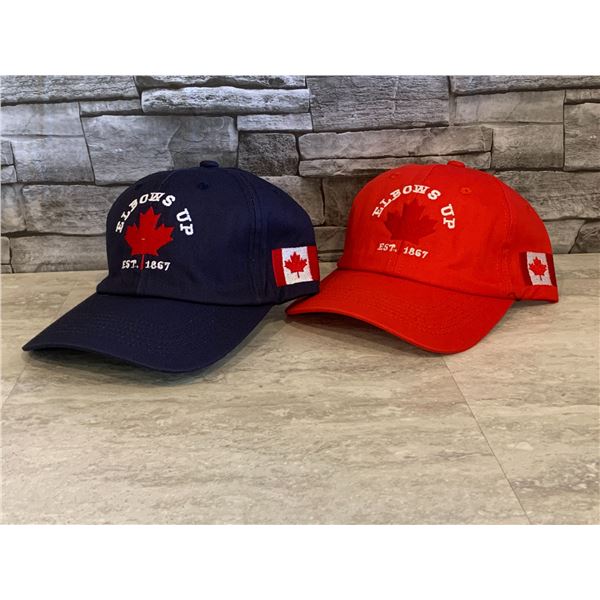 "Elbows Up" Canada Caps - 2 pcs - Blue & Red