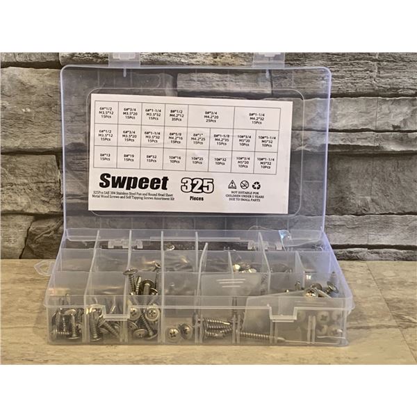 Stainless Steel Pan and Round Head Assorted Screws - 325pcs