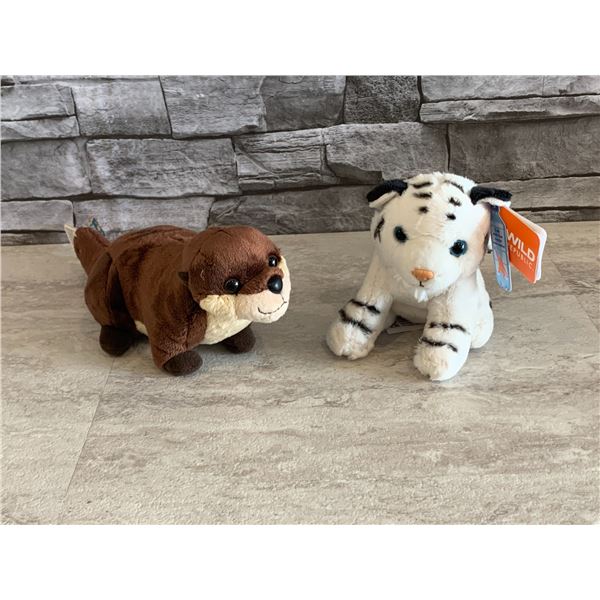 Wild Republic 9in Otter Plush + 5in White Tiger Toy