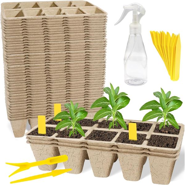 400 Cell Seed Starter Tray Kit with Spray Bottle + Labels