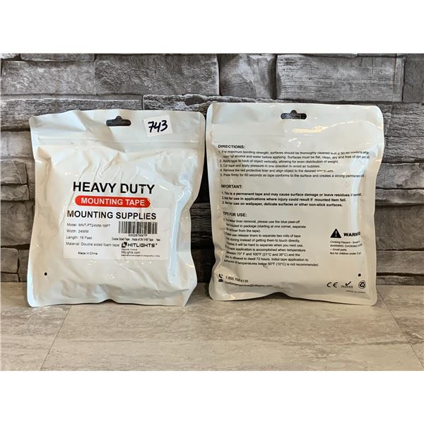 Lot of 2 Heavy Duty Double Sided Mounting 3M Tape - 24mm (Width) x 16 Feet (Length)