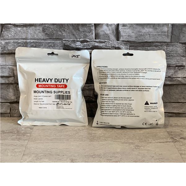 Lot of 2 Heavy Duty Double Sided Mounting 3M Tape - 24mm (Width) x 16 Feet (Length)