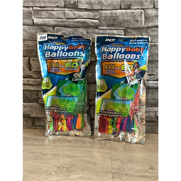 Lot of 2 Shot Happy Baby Water Balloons - 111 PCS