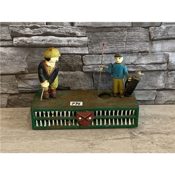 Vintage Cast Iron Golf Birdie Putt Mechanical Coin Bank
