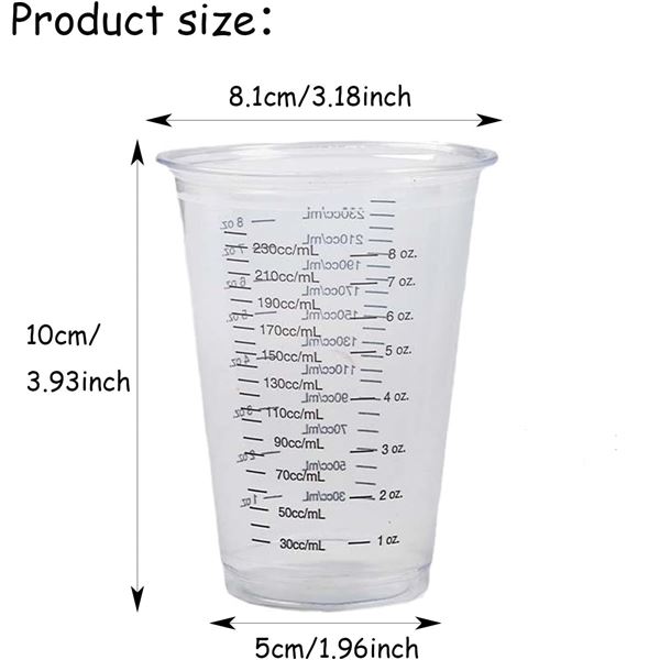8 Oz Plastic  Measuring Cup Disposable for Arts And Crafts
