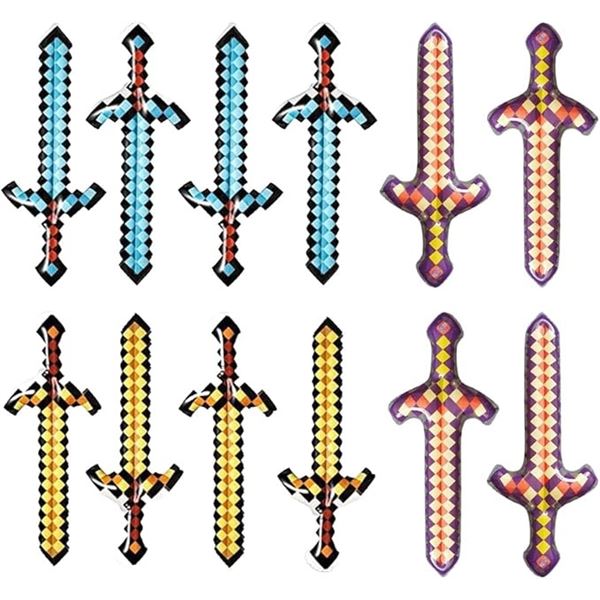 Inflatable Swords Pixel for Kids Minecraft Style 12 Pack