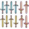 Image 1 : Inflatable Swords Pixel for Kids Minecraft Style 12 Pack