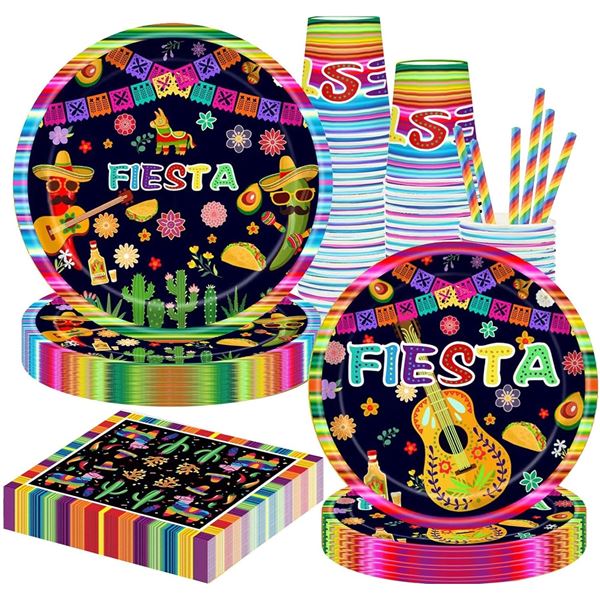Fiesta Party Pack Cups/Straws/Napkins /Plates