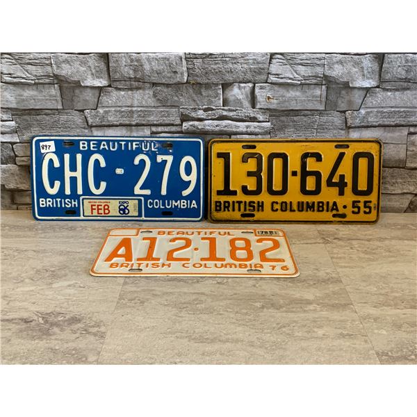 Lot of 3 License Plates B.C