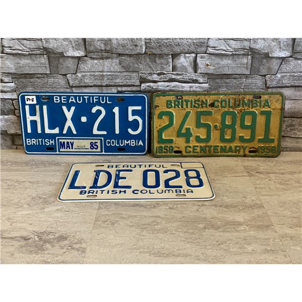 Lot of 3 License Plates B.C