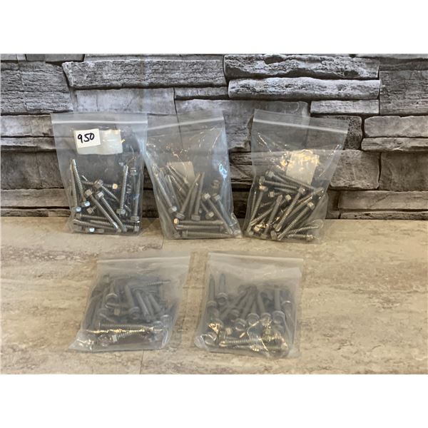 Lot of 5 25 Per Packs of #10 x1 1/2 " Hex Washer Head Text Screws