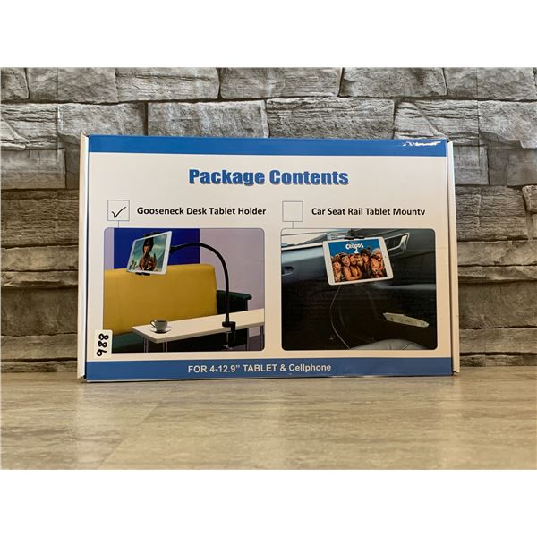 Gooseneck Desk Tablet Holder for 4-12.9 Tablet or Cellphone