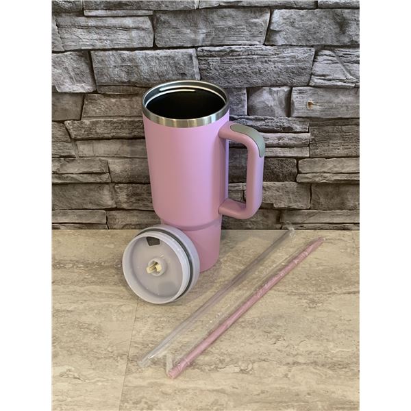 Stella Bella Stailess Steel Tumbler Mug with Straws - 10.5in Purple