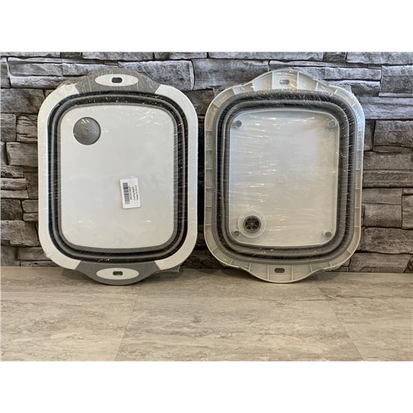 Lot of 2 Portable Cutting Board and Collapsible Sink 3 In 1